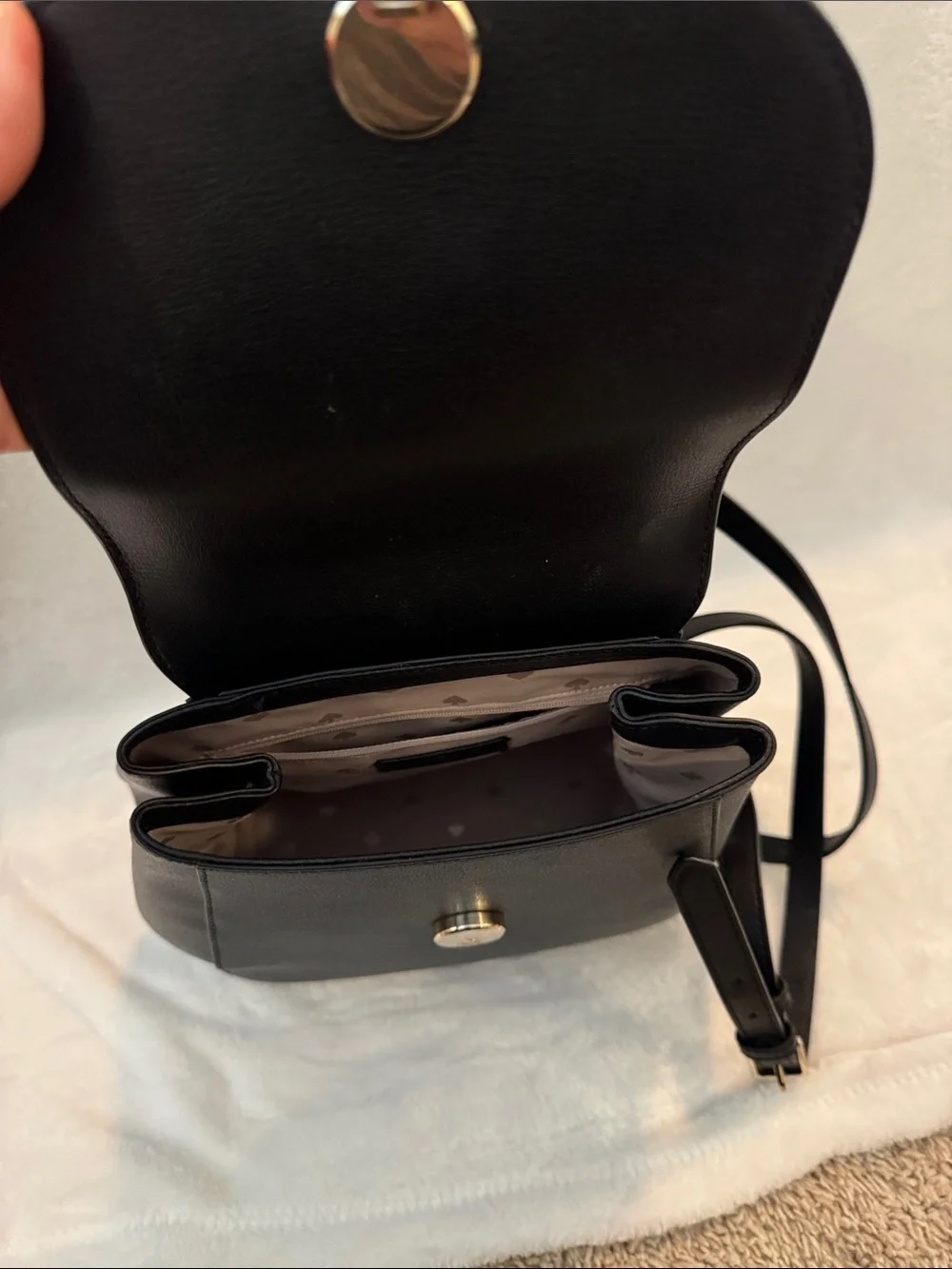 kate spade Black Leather Mini Backpack with Spade Emblem